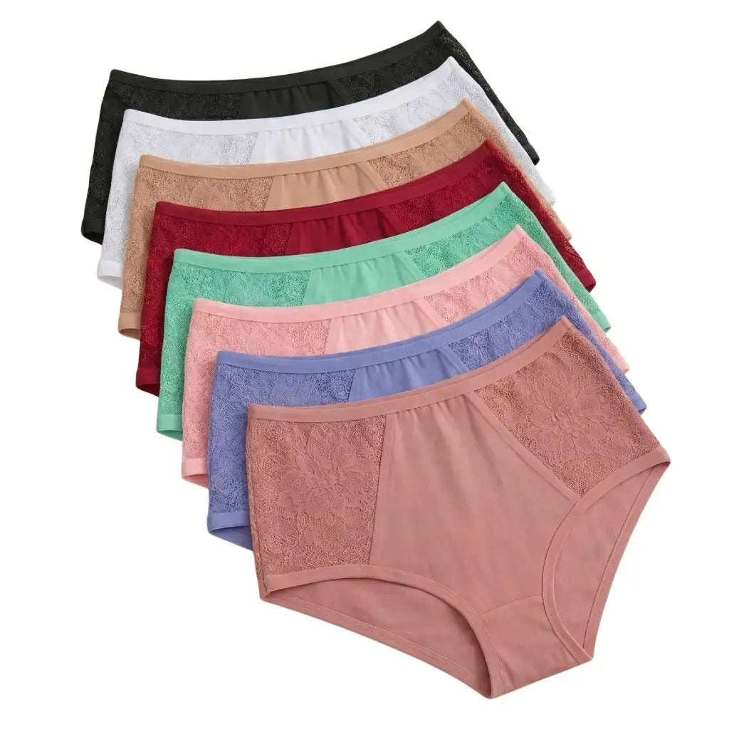 Kit Calcinha Renda Plus Size Algodão Cintura Alta Cós Alto
