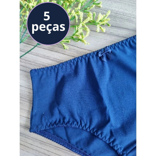 Kit 5 Calcinha De Algodão Pala Larga Confortável