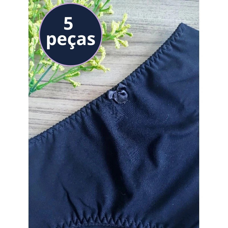 Kit 5 Calcinha De Algodão Pala Larga Confortável