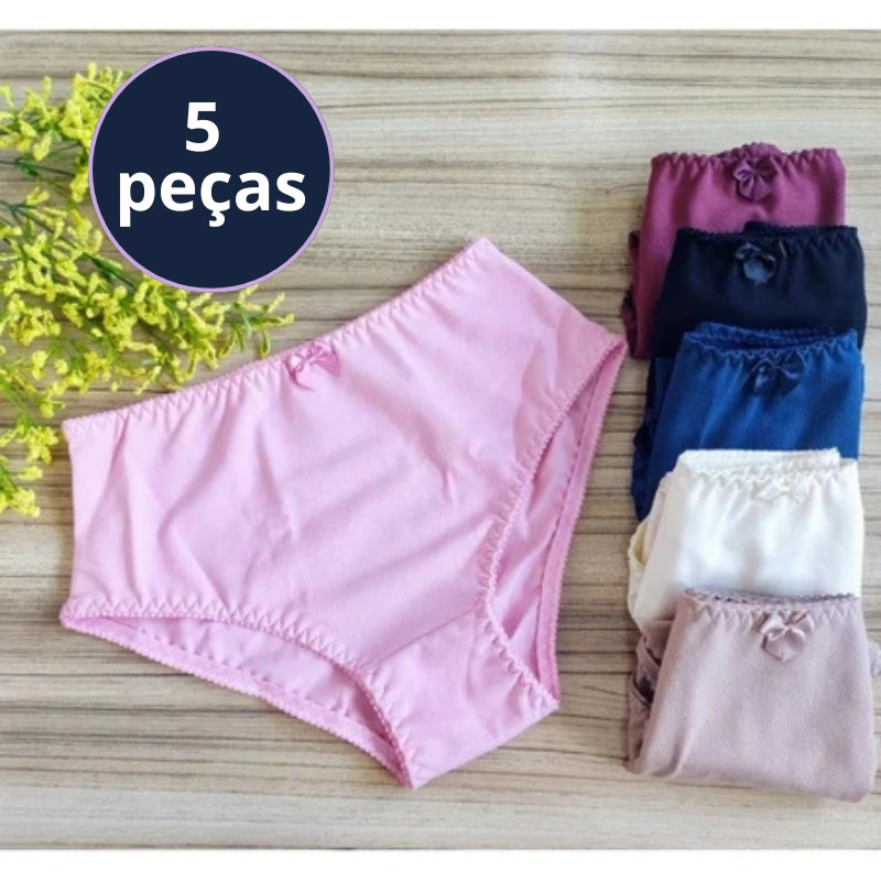 Kit 5 Calcinha De Algodão Pala Larga Confortável