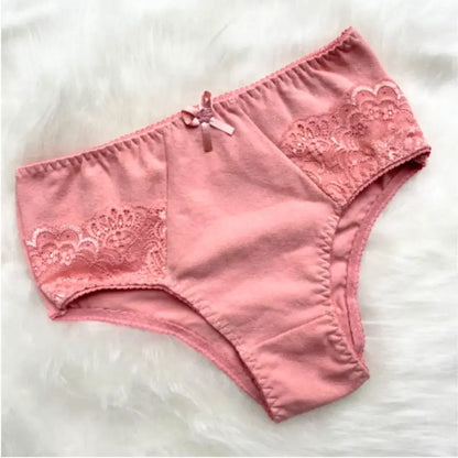 Kit com 5 Calcinha Algodão Conforto Cinta Renda Alta