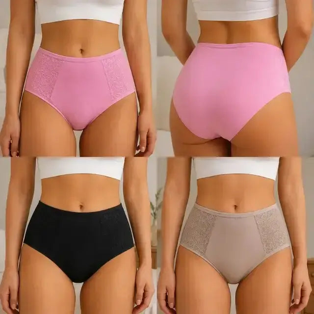 Kit Calcinhas Plus Size Algodão Cintura Alta Cós Alto