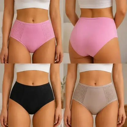 Kit Calcinha Renda Plus Size Algodão Cintura Alta Cós Alto