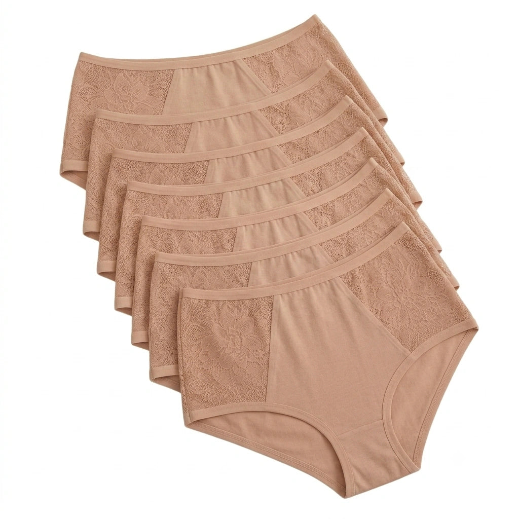Kit Calcinhas Plus Size Algodão Cintura Alta Cós Alto